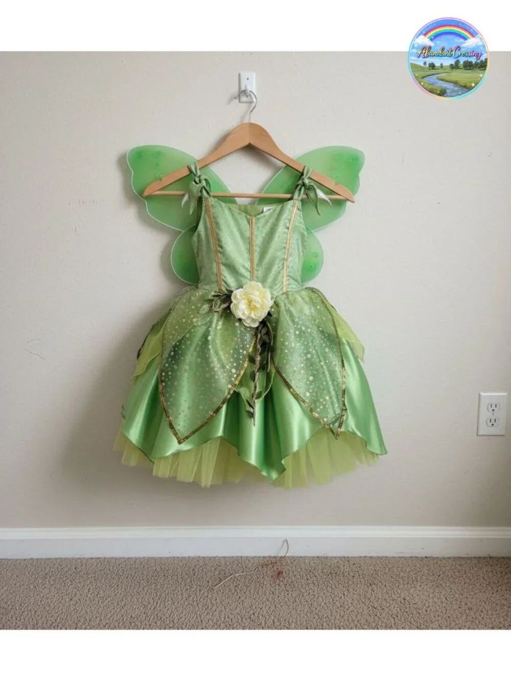 Girls Fairy Costume Dress with Detachable Butterfly Wing Satin Tulle
